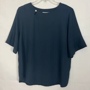 Muni Basic Bell Sleeves Blue Career Wear Top Size M/L